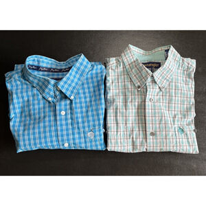 Lot Of 2 Wrangler Shirt Mens XXL George Strait Western Rodeo Plaid Cotton Blend